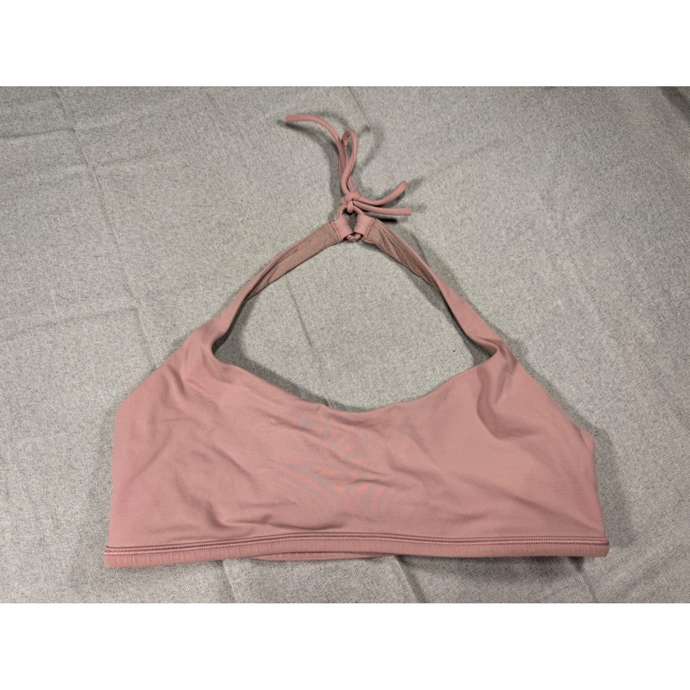 Lululemon Halter Neck Sports Bra Pink Dusty Rose Size 10 W2731S Yoga Athletic